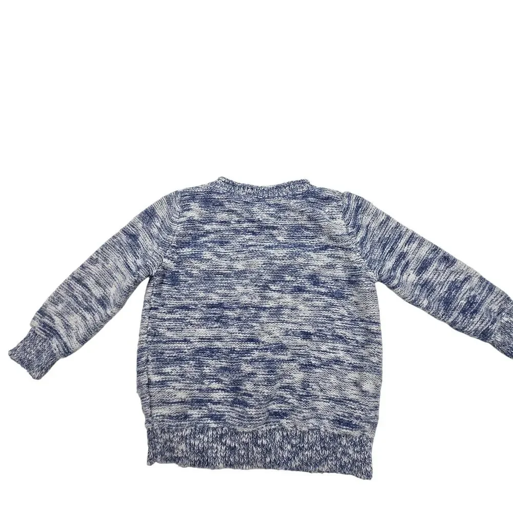 OshKosh‎ B'gosh Cardigan Sweater Baby Girl 12M Blue Excellent Space Dye Flower